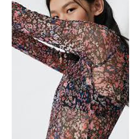 NWT MAJE Floral-Print Mesh Shirt Size XS - Picture 3 of 3